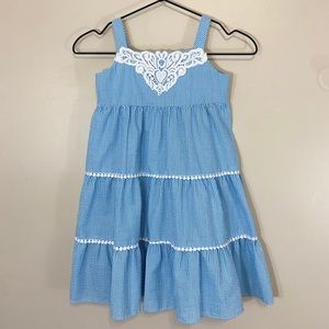Peaches 'n Cream Girls Dress Blue White Lace 5